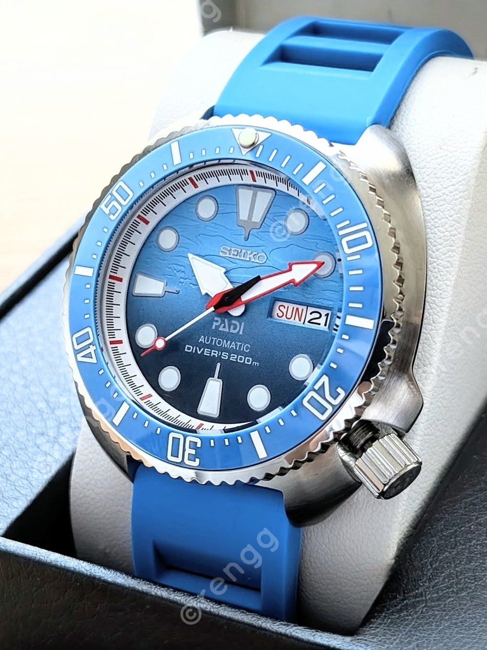 Deep Blue Sea 45mm Seiko   Automatic Willard Diver Mod Watch Day Date 24jewels